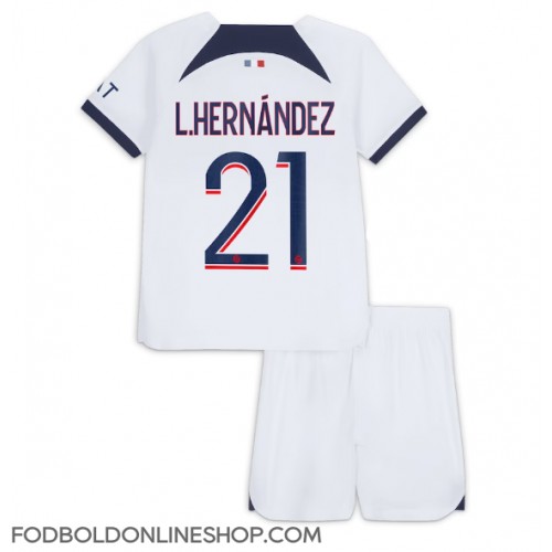 Paris Saint-Germain Lucas Hernandez #21 Udebane Trøje Børn 2023-24 Kortærmet (+ Korte bukser)